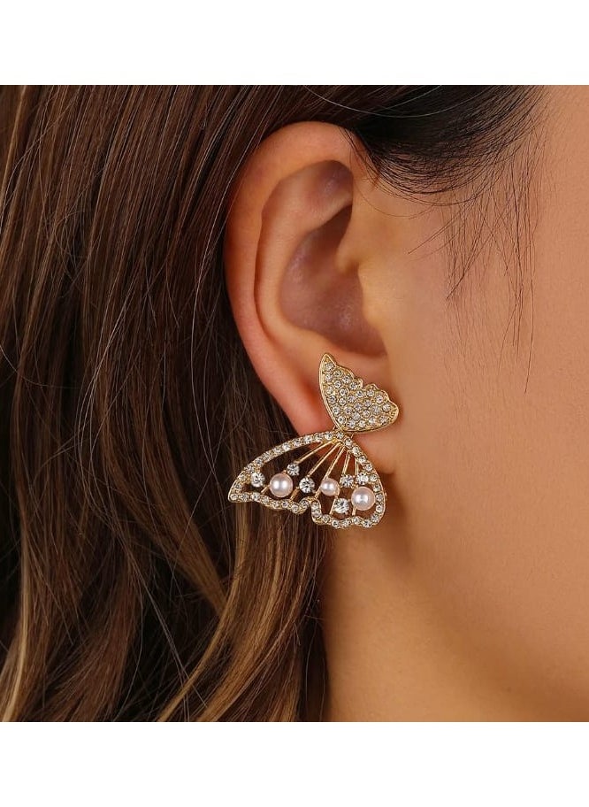 mjuhurat Butterfly Earrings for Women,Half Butterfly Wing Stud Earrings Fashion Design Butterfly Jewelry Gift for Women  - Image 2