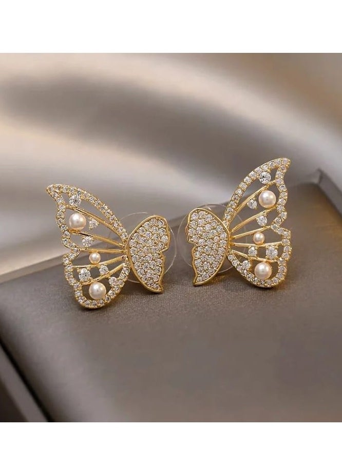 mjuhurat Butterfly Earrings for Women,Half Butterfly Wing Stud Earrings Fashion Design Butterfly Jewelry Gift for Women  - Image 3