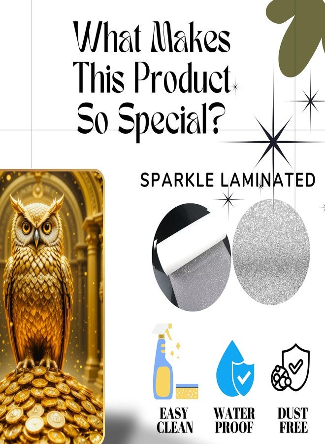 Arkasto Golden Owl Sitting on Coins | Vastu Painting for Wealth & Prosperity | Golden Decorative Owl Wall Décor for Home & Office (Style-03, 12x18 inch) - Image 3