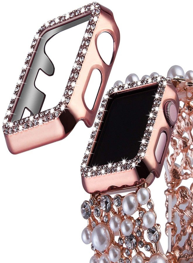 VIQIV Bling Protective Face Bumper Case Cover For Compatible with Apple Watch 38mm 42mm 40mm 44mm, Crystal Diamond Plate Frame Compatible With Apple iWatch Series 5 4 3 2 1 Rose Pink - Image 2