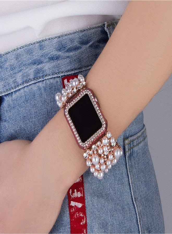 VIQIV Bling Protective Face Bumper Case Cover For Compatible with Apple Watch 38mm 42mm 40mm 44mm, Crystal Diamond Plate Frame Compatible With Apple iWatch Series 5 4 3 2 1 Rose Pink - Image 3