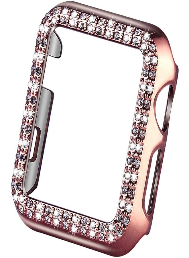 VIQIV Bling Protective Face Bumper Case Cover For Compatible with Apple Watch 38mm 42mm 40mm 44mm, Crystal Diamond Plate Frame Compatible With Apple iWatch Series 5 4 3 2 1 Rose Pink - Image 1