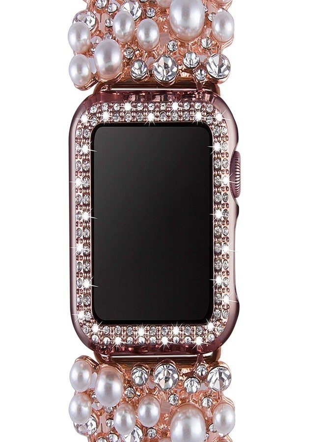 VIQIV Bling Protective Face Bumper Case Cover For Compatible with Apple Watch 38mm 42mm 40mm 44mm, Crystal Diamond Plate Frame Compatible With Apple iWatch Series 5 4 3 2 1 Rose Pink - Image 5