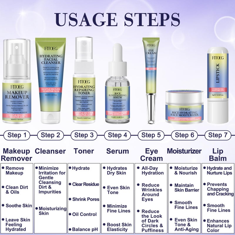 FITOEG Skin Care for Teens,Gentle Hydrating Skin Care Set Kit with Clean Ingredients,Daily Facial Skincare Set for Teens Kids Women,Skincare Gift Set for Teenage Girls Women Travel Size Toiletries Essentials - Image 4