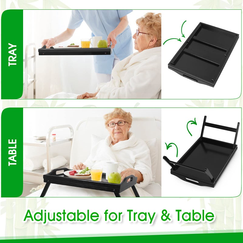 Artmalle Bed Tray Table Folding Legs With Handles Breakfast Food Tray For Sofa Bed Eating Drawing Platters Serving Lap Desk Snack Tray(Black Medium) - Image 5