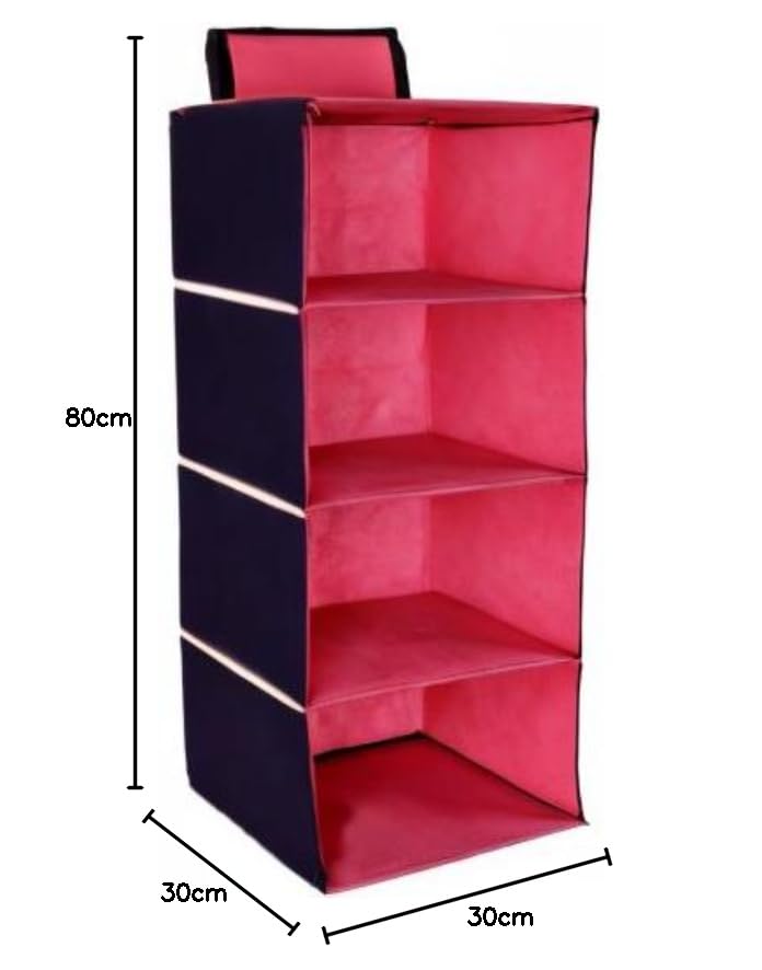 CPEX CPEX Hanging 4Shelf Closet Cloth Organizer 30 X 30 X 80 Foldable Closet Hanging ShelvesCotton and Linen Closet OrganizerCollapsible Storage Shelves for Clothes Pants and Shoes Multi Color  - Image 3