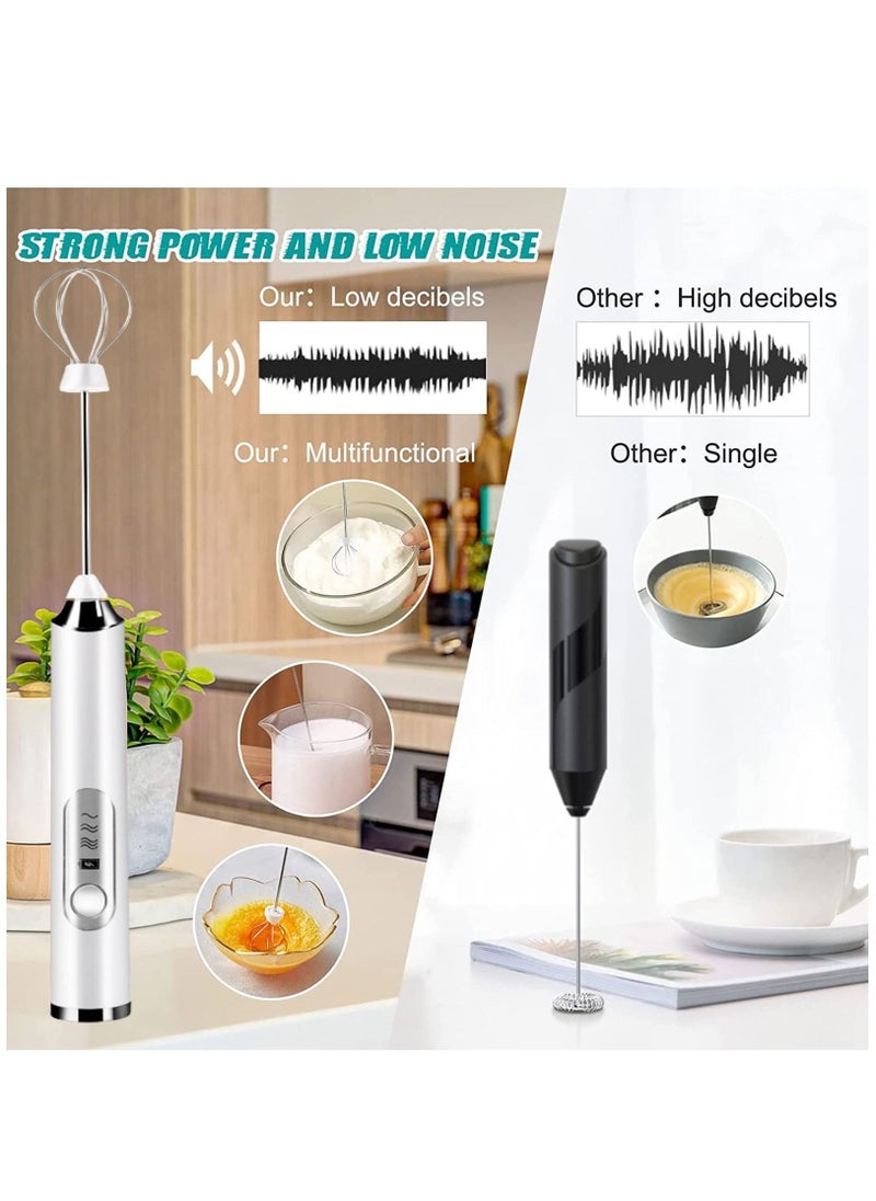 Generic - Handheld Milk Frother Rechargeable 3 Speed Electric Coffee Frother with 2 Tools Coffee Frother Stirrer for Whipping Cream Latte Eggs Black - Image 1