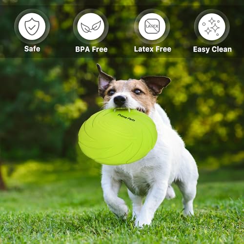 Prime Pets Dog Flying Disc, 2 Pack, 7 Inch, Durable Dog Toys, Nature Rubber Floating Flying Saucer for Water Pool Beach, Orange and Green - Image 2
