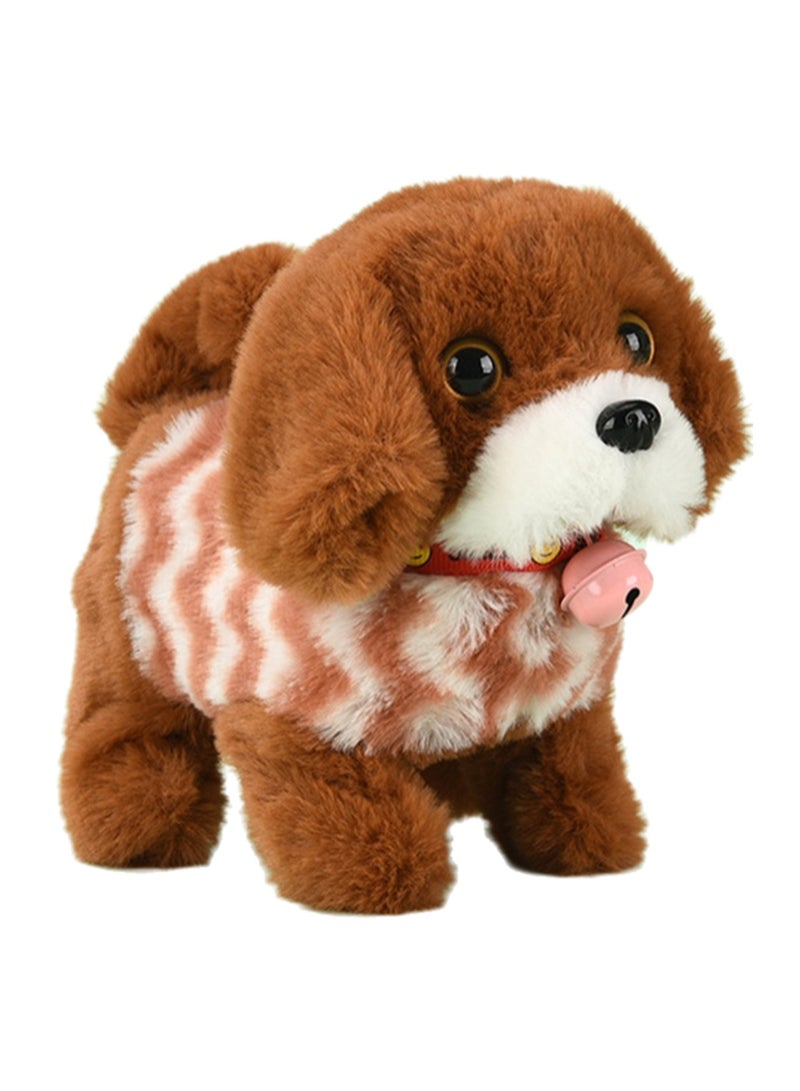 كلب روبوتي إلكتروني محشو باللون البني مع جهاز تحكم باللمس، يمكنه المشي والنباح وهز ذيله، لعبة مناسبة للأطفال والرضع - Image 1