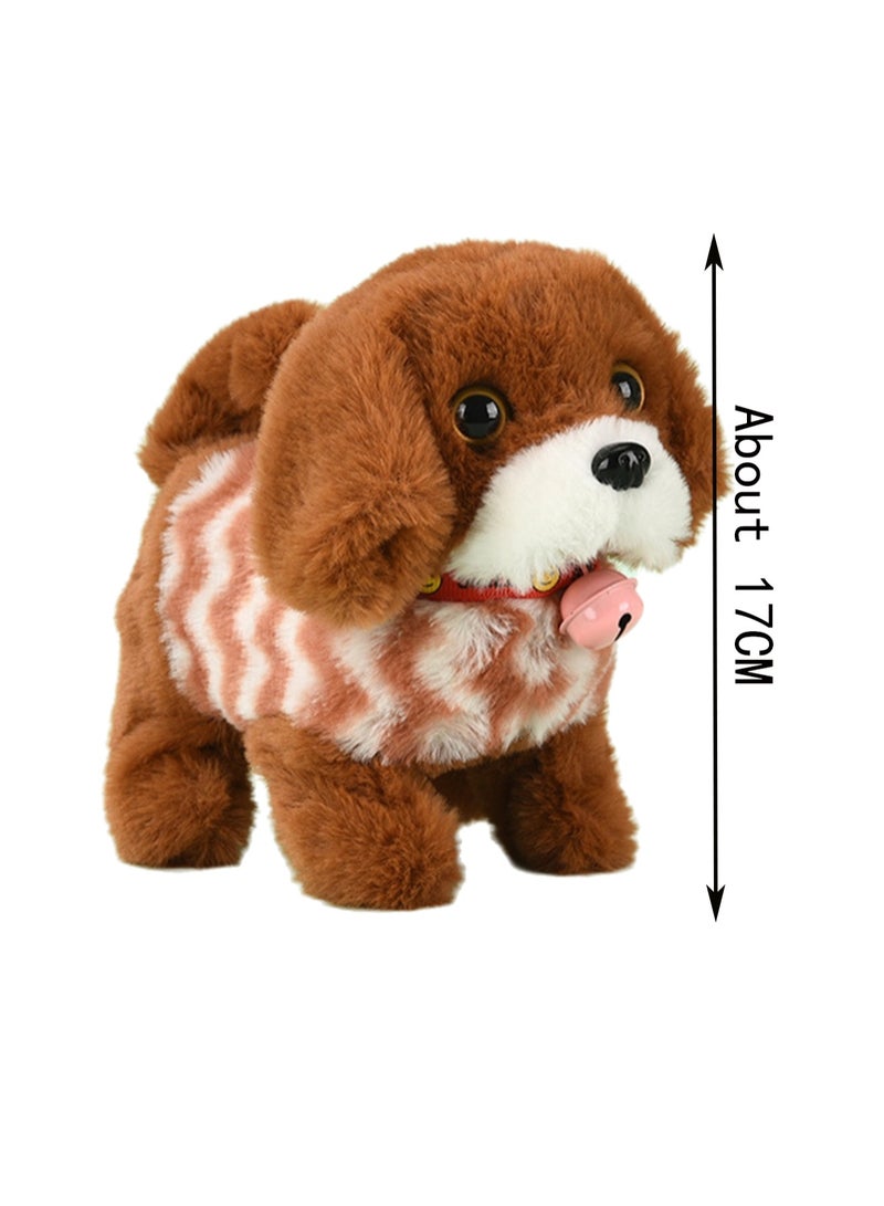 كلب روبوتي إلكتروني محشو باللون البني مع جهاز تحكم باللمس، يمكنه المشي والنباح وهز ذيله، لعبة مناسبة للأطفال والرضع - Image 2