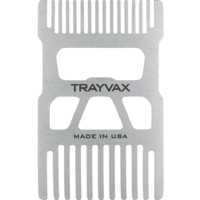 Trayvax Shift Wallet Comb Wide Tooth Comb for Beard and Hair with Bottle Opener RFID Protection Stainless Steel Silver