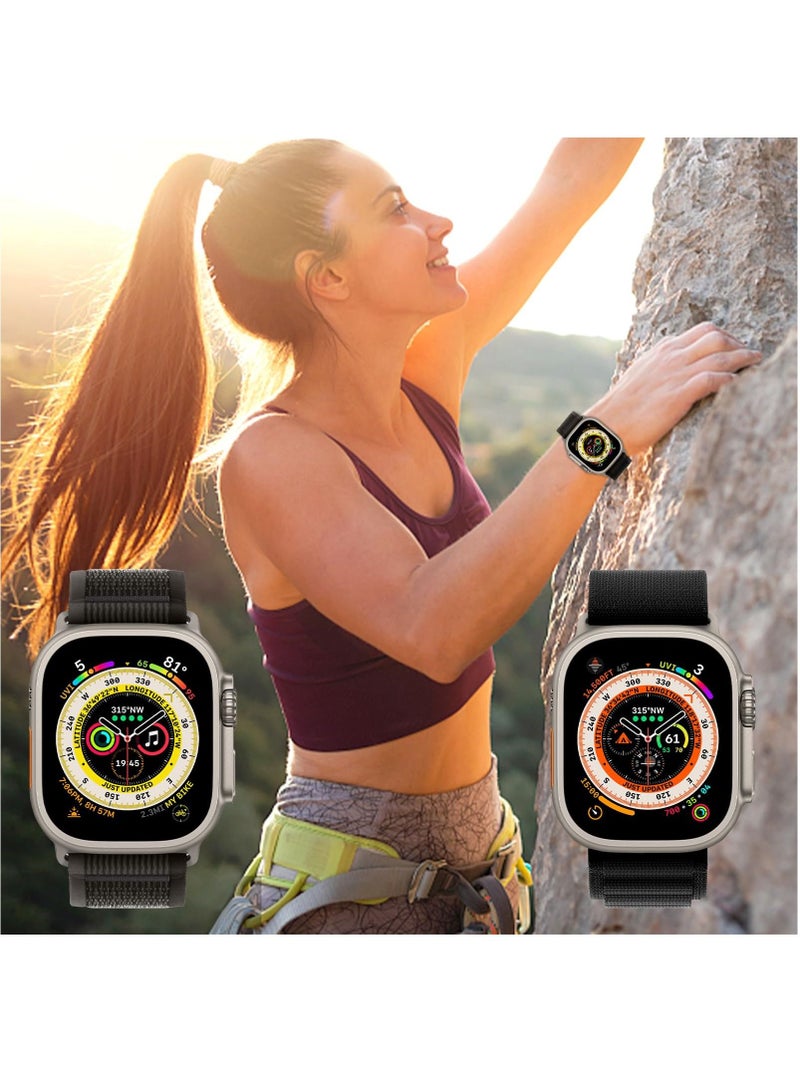 BORTONY Apple Watch Band 2 Pack 42mm 44mm 45mm 49mm Women Men Alpine Loop Nylon Strap Adjustable Metal Hook for iWatch Ultra Series SE 8/7/6/5/4/3/2/1  - Image 5