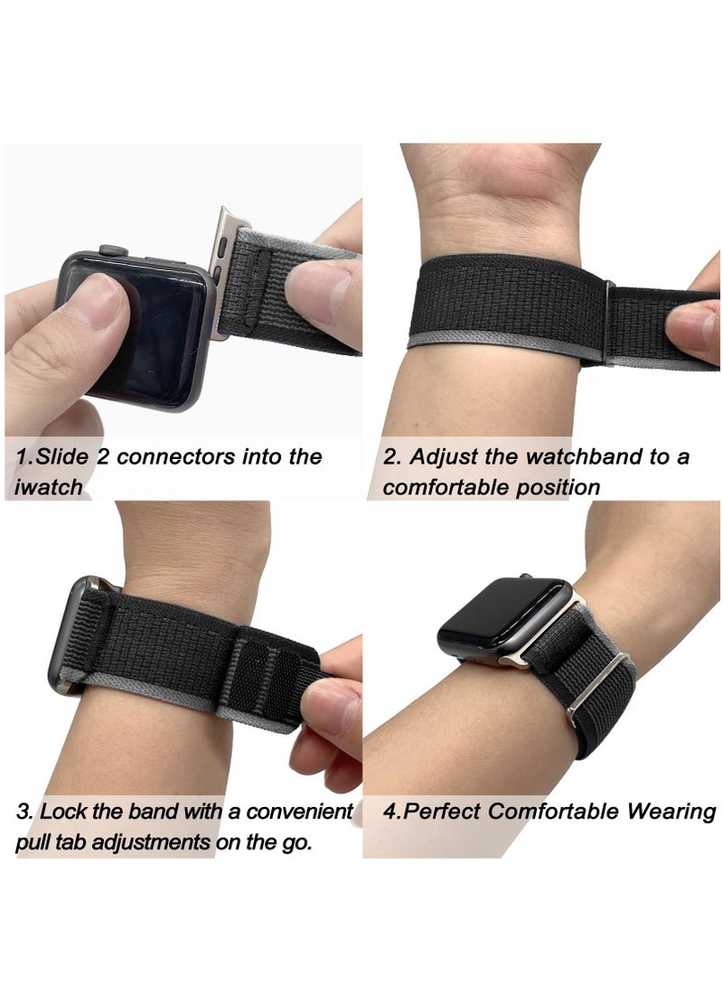 BORTONY Apple Watch Band 2 Pack 42mm 44mm 45mm 49mm Women Men Alpine Loop Nylon Strap Adjustable Metal Hook for iWatch Ultra Series SE 8/7/6/5/4/3/2/1  - Image 4
