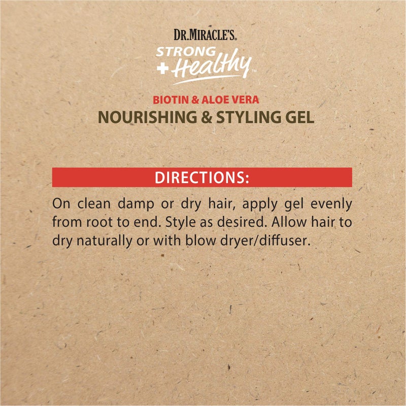 Dr. Miracle's Strong & Healthy Nourishing & Styling Gel. Contains Aloe Vera and Olive Oil to moisturize hair and reduce irritation. - Image 4