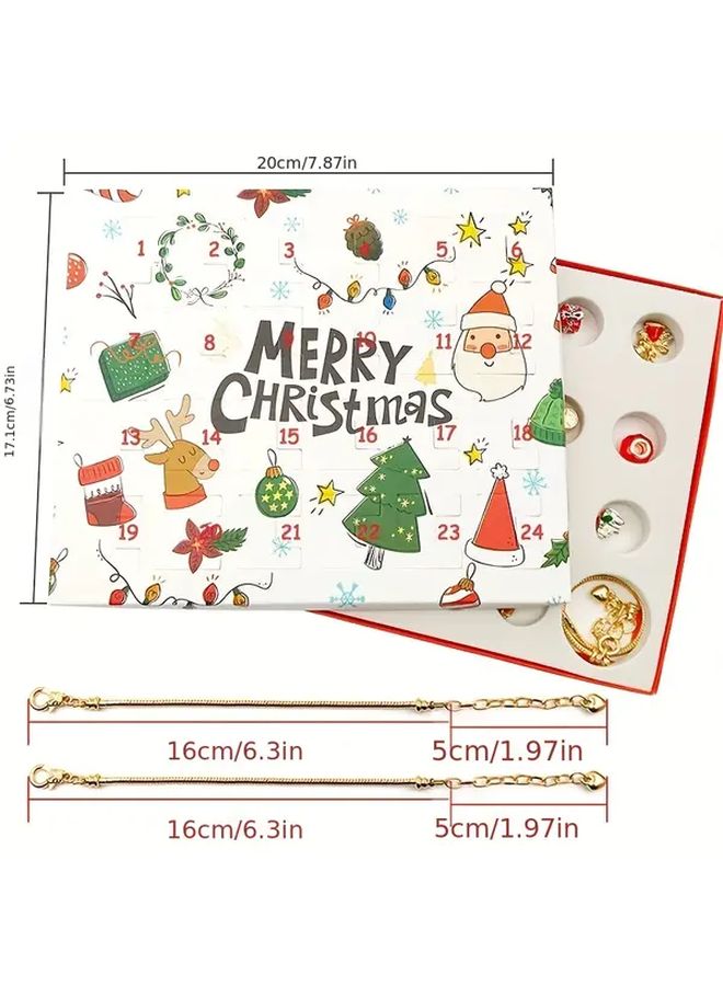 طقم صنع أساور الكريسماس الإبداعي DIY مع 24 خرزة تميمة هدية العد التنازلي للإجازات - Image 5