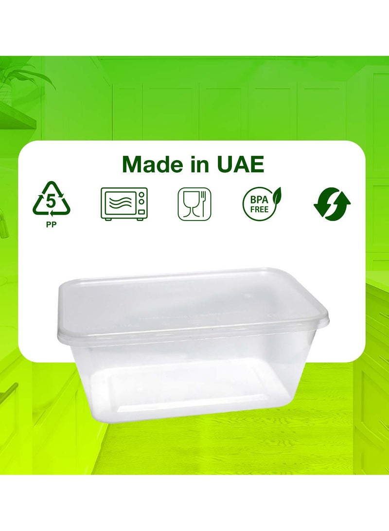 حاويات ميكروويف قابلة للتصرف سعة 1000 مل مع أغطية محكمة الإغلاق - خالية من BPA، مقاومة للتسرب، قابلة للتكديس (عبوة من 15) - Image 3