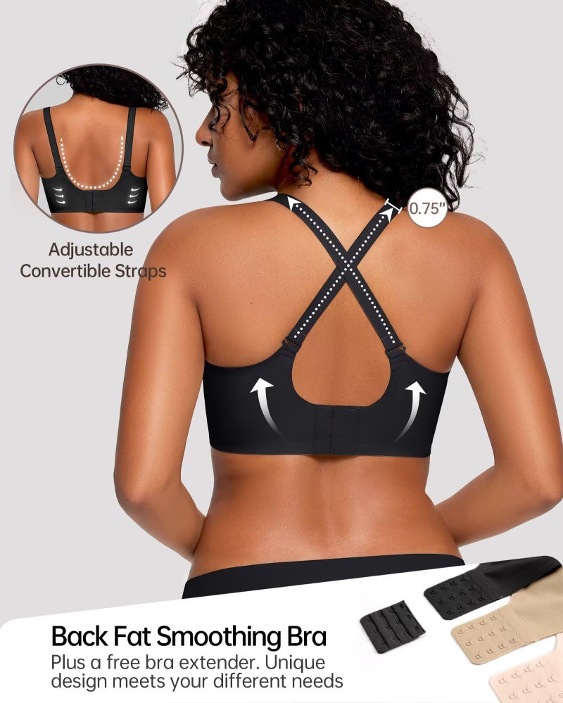 Vertvie Jelly Bras for Women No Underwire Wireless Push Up Bra Full Coverage Bralettes Seamless Comfort Everyday Sports Bra(Black,Medium) - Image 4