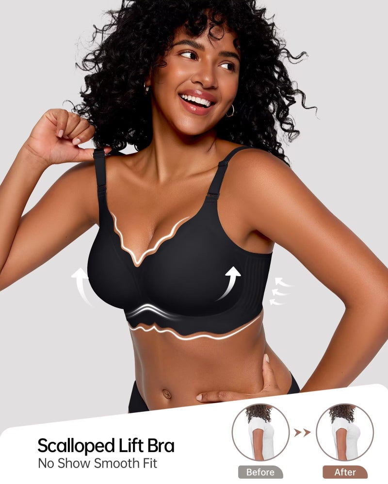 Vertvie Jelly Bras for Women No Underwire Wireless Push Up Bra Full Coverage Bralettes Seamless Comfort Everyday Sports Bra(Black,Medium) - Image 3