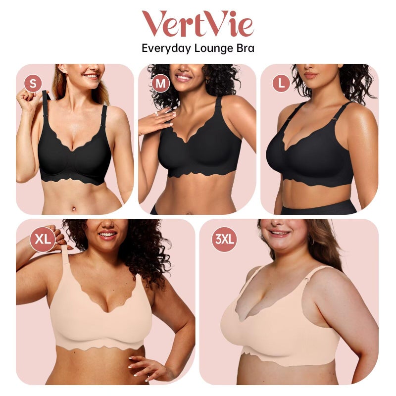 Vertvie Jelly Bras for Women No Underwire Wireless Push Up Bra Full Coverage Bralettes Seamless Comfort Everyday Sports Bra(Black,Medium) - Image 5