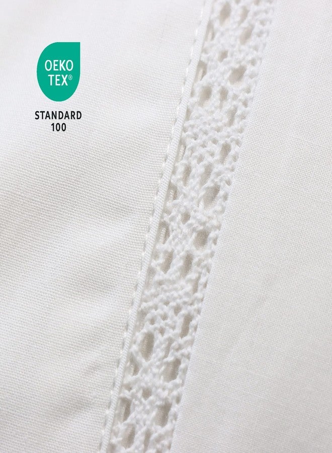 Ranznaz White Lace Pillowcases Standard Size Set of 2, 100% Cotton White Eyelet Pillow Shams, Elegant Farmhouse Envelope Closure Pillow Cover for Bedding, 20 x 26 Inches - Image 3
