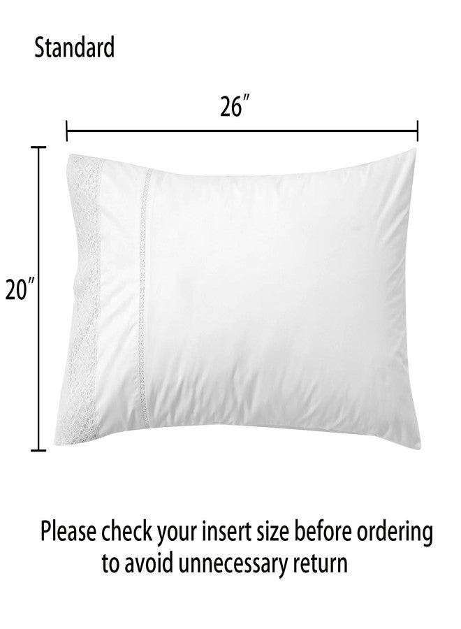 Ranznaz White Lace Pillowcases Standard Size Set of 2, 100% Cotton White Eyelet Pillow Shams, Elegant Farmhouse Envelope Closure Pillow Cover for Bedding, 20 x 26 Inches - Image 2