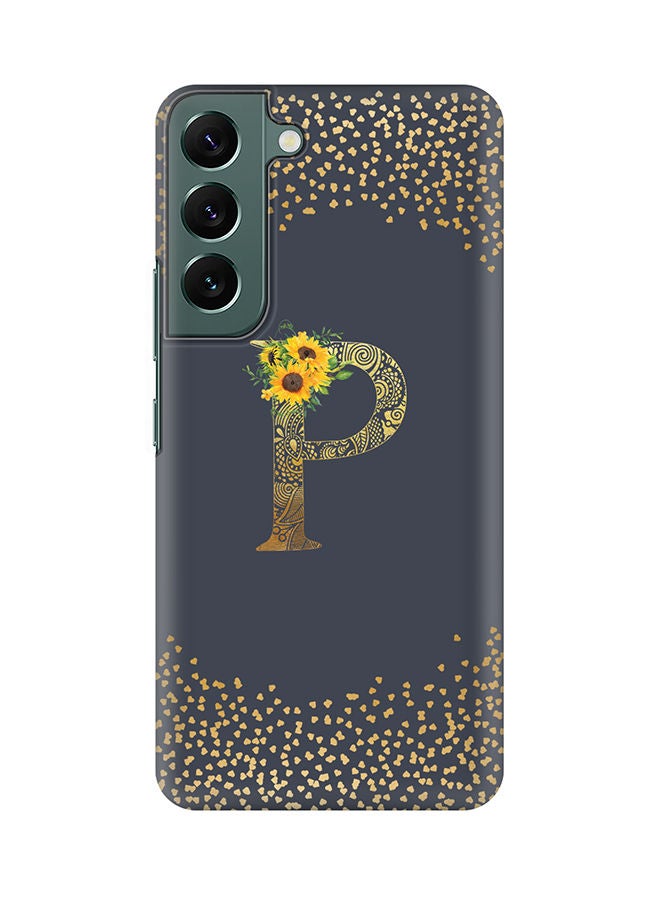 Stylizedd Monogram Slim Cover for Samsung Galaxy S22+ 5G Case Custom Initials Letter Floral Pattern Snap Series Mobile Cover Matte Alphabet  - P (Grey) - Image 1