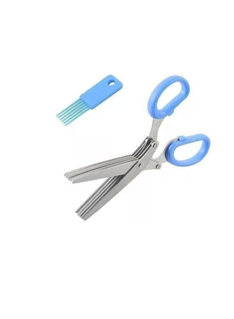 Multipurpose Kitchen Scissors - 5 Ultra Sharp Stainless Steel Blades - Practical Cleaning Comb - Multiple Blades - Time Saver - Herb Cutter H  - Image 1