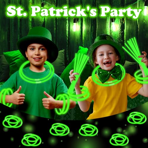 Wondrus St Patricks Day Green Glow Sticks Party Favors 8 72 Pack BulkSaint Patricks Light Up Necklace Gifts Toys for KidsNon Candy Goodie Bags Stuffer Treats for Boy GirlParty Bag Accessories Decoration - Image 5
