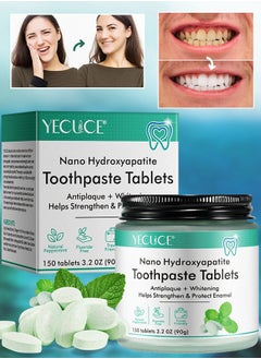 150 pcs Nano Hydroxyapatite Toothpaste Tablets Teeth Whitening Toothpaste Tablets With Mint for Natural Teeth Whitening Deep Cleansing & Enhanced Brightness