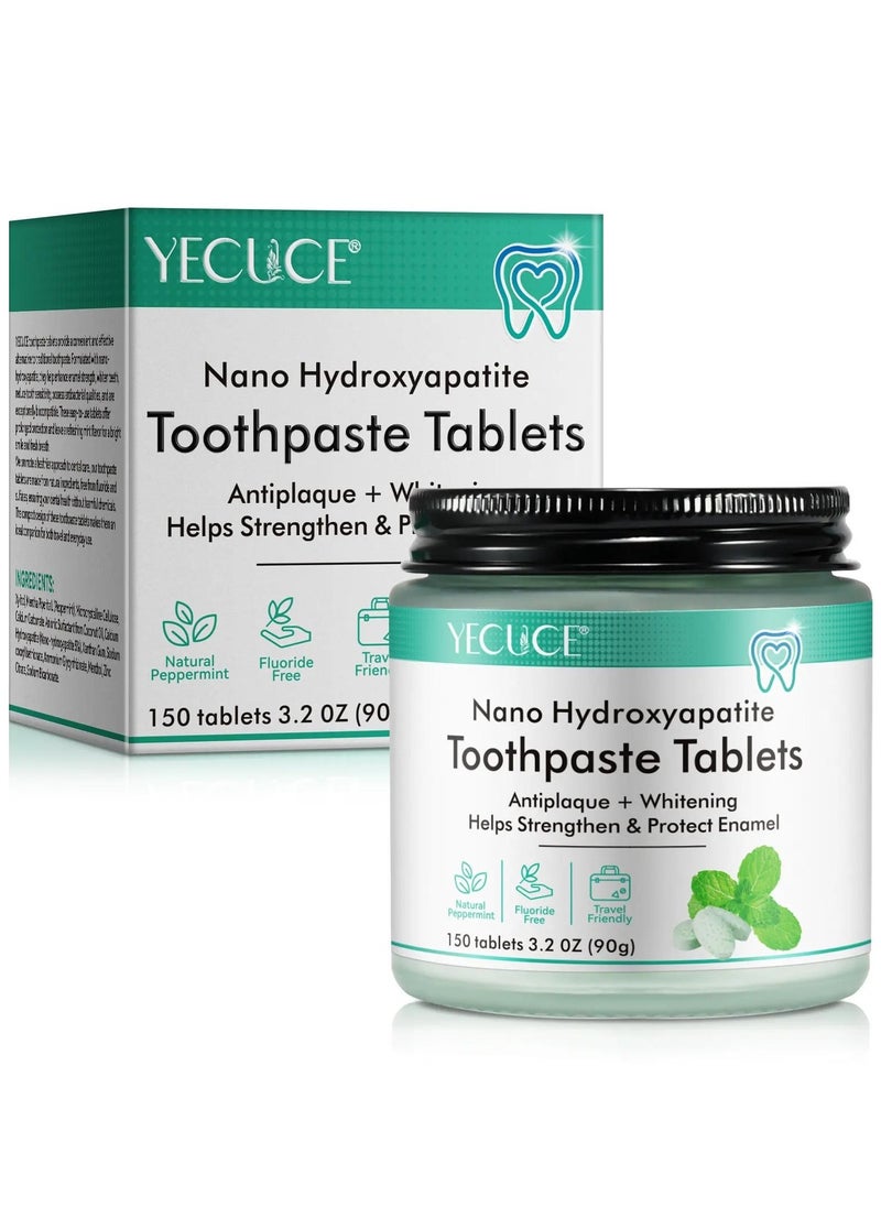 Yecuce - 150 pcs Nano Hydroxyapatite Toothpaste Tablets Teeth Whitening Toothpaste Tablets With Mint for Natural Teeth Whitening Deep Cleansing & Enhanced Brightness - Image 1