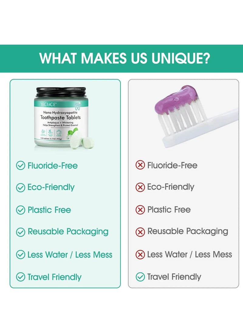 Yecuce - 150 pcs Nano Hydroxyapatite Toothpaste Tablets Teeth Whitening Toothpaste Tablets With Mint for Natural Teeth Whitening Deep Cleansing & Enhanced Brightness - Image 1