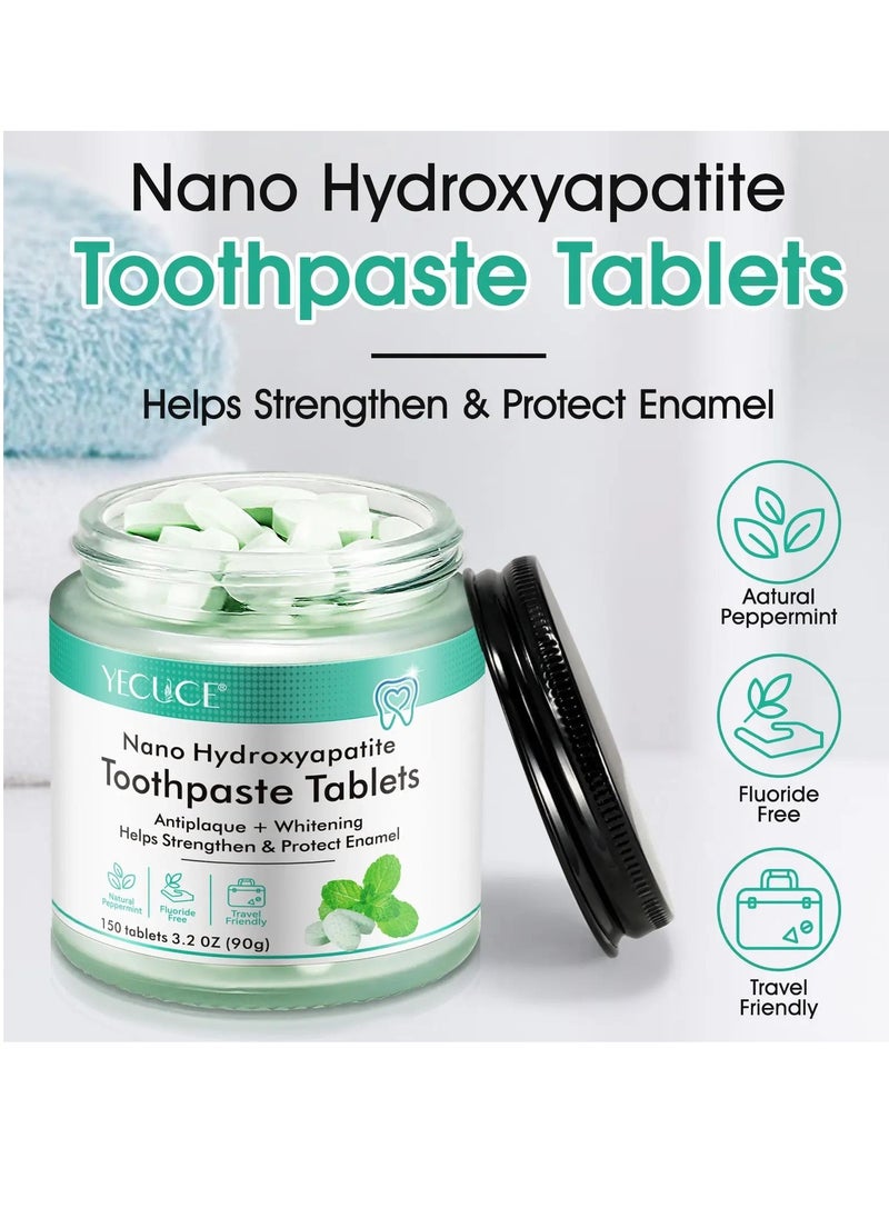 Yecuce - 150 pcs Nano Hydroxyapatite Toothpaste Tablets Teeth Whitening Toothpaste Tablets With Mint for Natural Teeth Whitening Deep Cleansing & Enhanced Brightness - Image 1