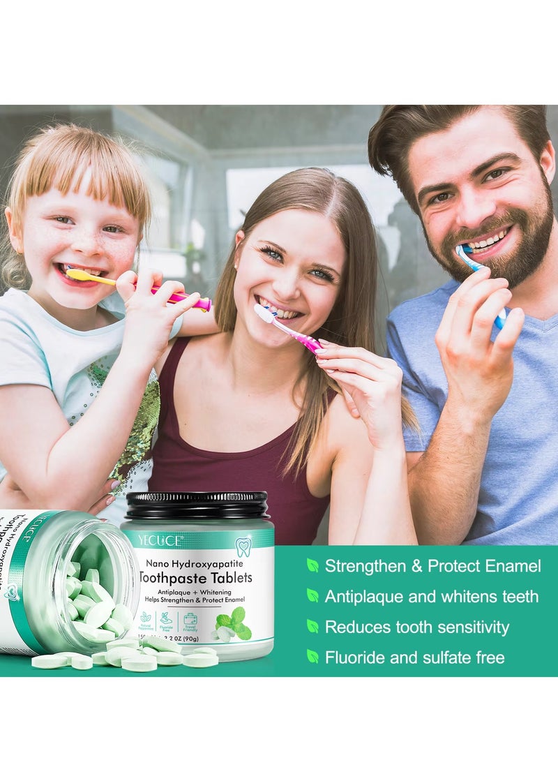 Yecuce - 150 pcs Nano Hydroxyapatite Toothpaste Tablets Teeth Whitening Toothpaste Tablets With Mint for Natural Teeth Whitening Deep Cleansing & Enhanced Brightness - Image 1