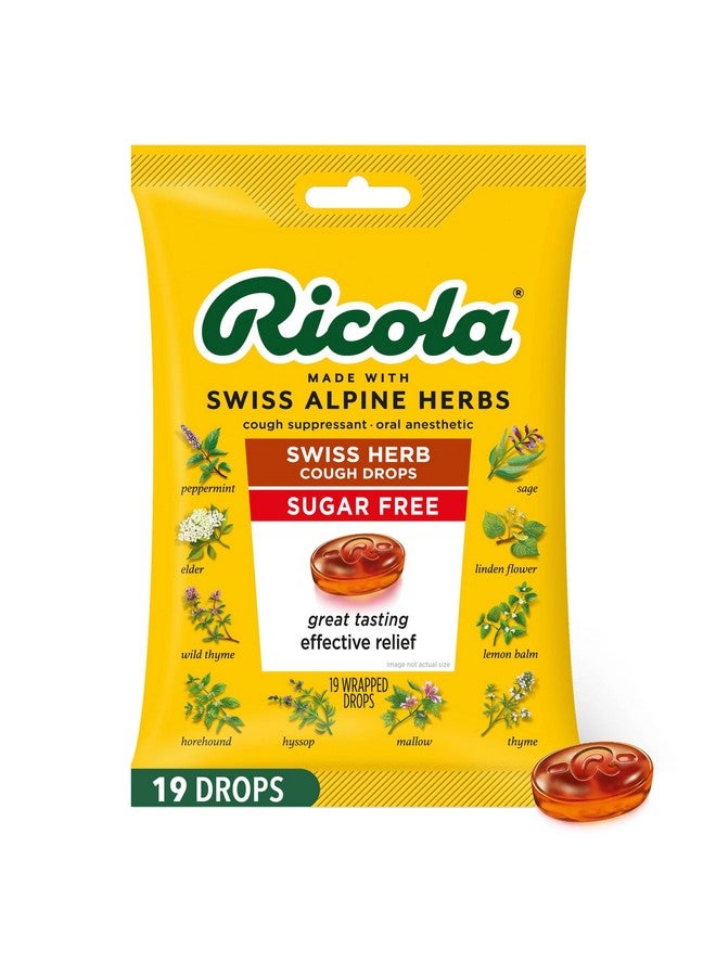 ريكولا قطرات ريكولا للسعال بنكهة الأعشاب السويسرية الخالية من السكر، 19 قطعة، مضادة للسعال وملطفة للحلق مع المنثول الطبيعي، طعم لطيف لتخفيف أعراض السعال وتهيج الحلق - Image 1