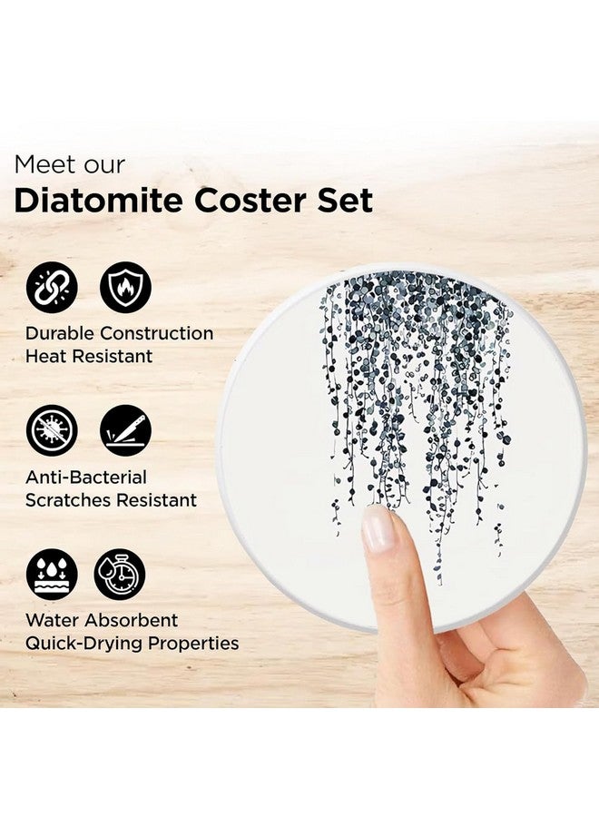 Urbane Home Urbane Home 6 Pcs Anti-Skid Tea Coaster with Holder | Water Absorbing Round Tea Cup & Water Glass Cover Top Lid - Black & White  - Image 4