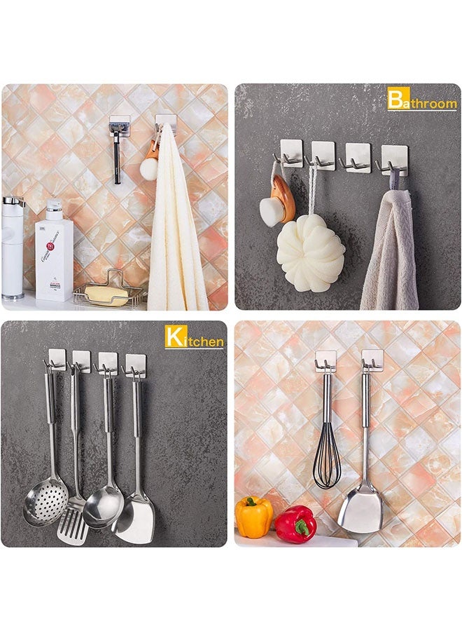 3M Self Adhesive Wall Hooks (4-Pack) 🔗 304 Stainless Steel Sticky Hooks – No Damage, Waterproof & Rustproof, for Bathroom & Kitchen - Image 3