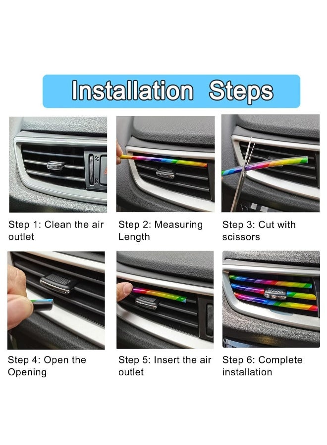 60 pieces Car Auto Air Conditioner Vent Outlet Trim Strip, DIY Decoration Chrome PVC Car Interior Moulding Trim Strip Line for All Straight Air Vent Outlet, Car Interior Accessories - Image 3