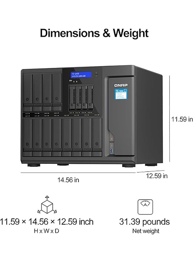 QNAP TS-1655-8G-US 16 Bay high Performance and high-Capacity Hybrid NAS with Intel庐 Atom庐 8-core Processor, Dual 2.5GbE and Long-Term Availability  - Image 2
