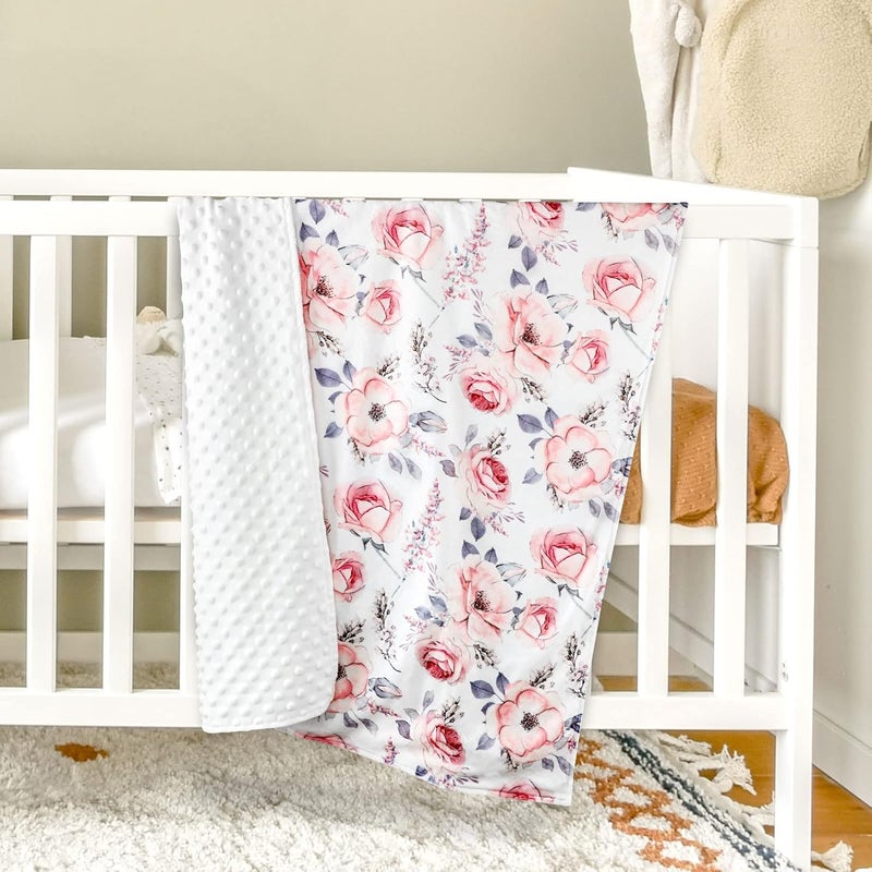 SWESEN Baby Blanket for Girls and Nursing Pillow Cover Pink Floral - Image 2
