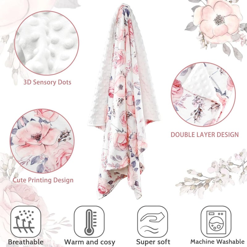 SWESEN Baby Blanket for Girls and Nursing Pillow Cover Pink Floral - Image 3