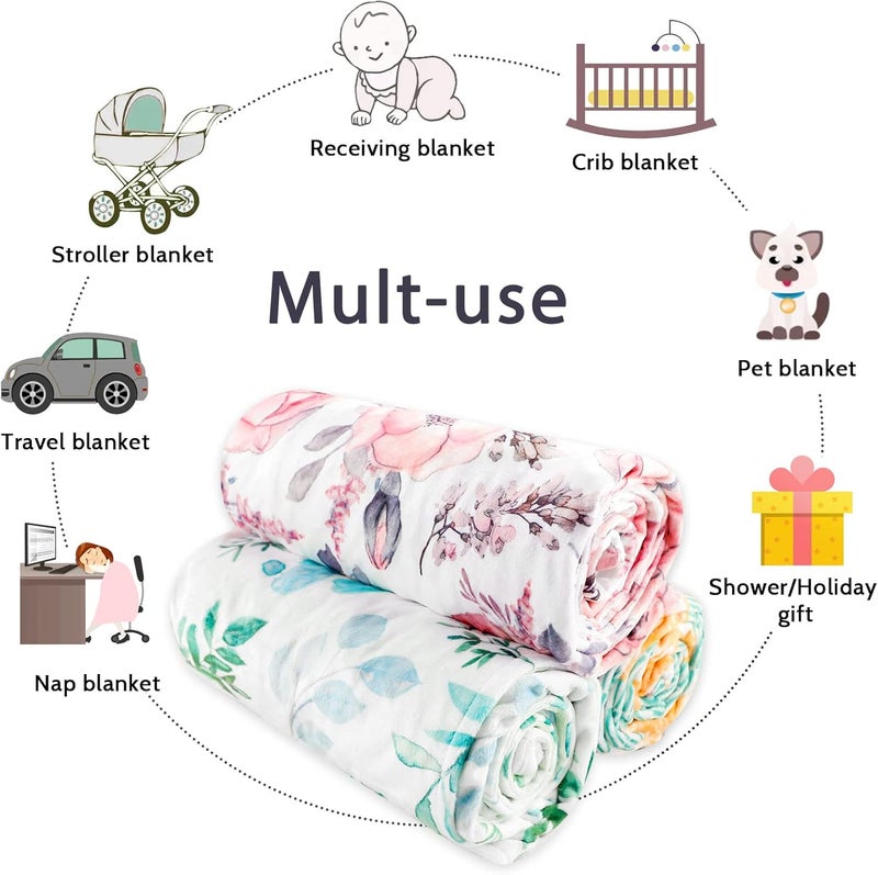 SWESEN Baby Blanket for Girls and Nursing Pillow Cover Pink Floral - Image 4