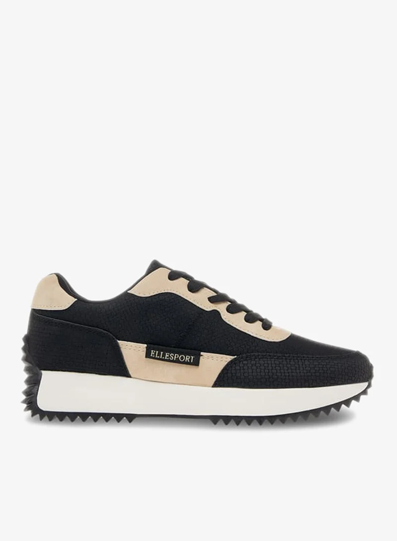 Women's Panelled Sneakers with Lace-Up Closure