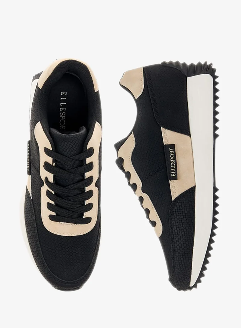 ELLE Women's Panelled Sneakers with Lace-Up Closure