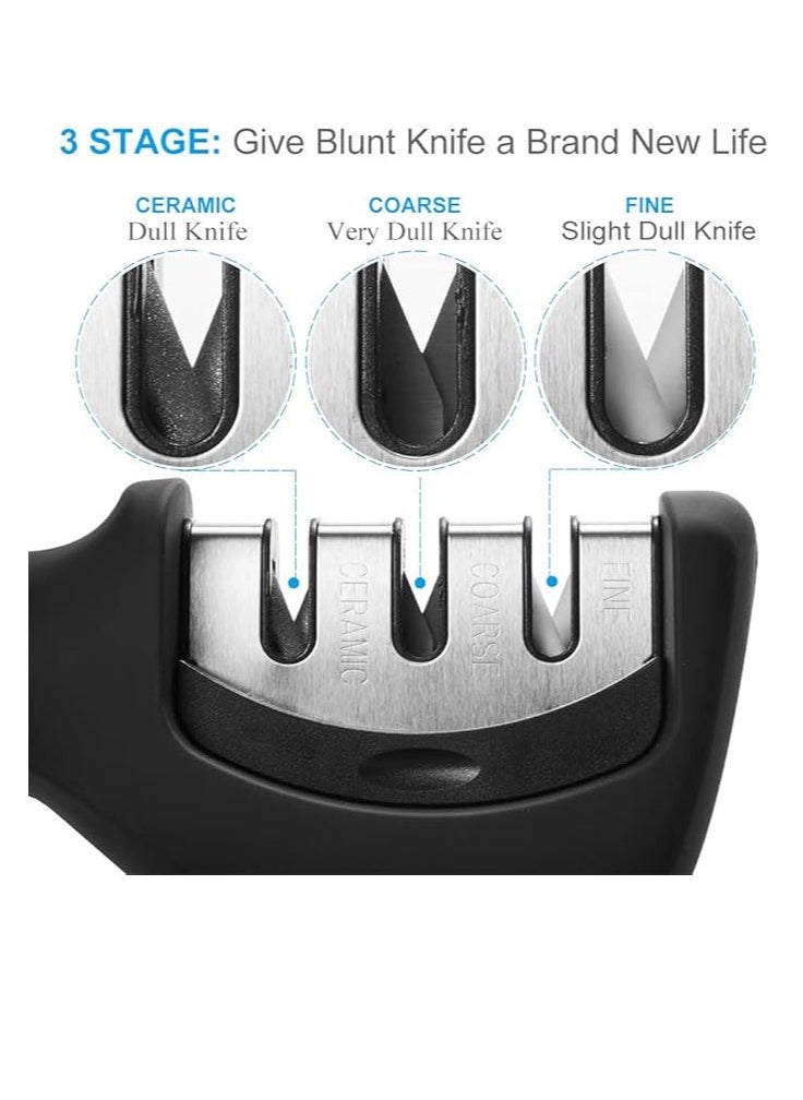 Cool Baby Professional Knife Sharpener 3 Stage Manual Sharpeners for Sharpening Kitchen Knives Ingenious Sharpening Tool with Anti-slip Base and Ergonomic Design For Home Cooking and Chef  - Image 2