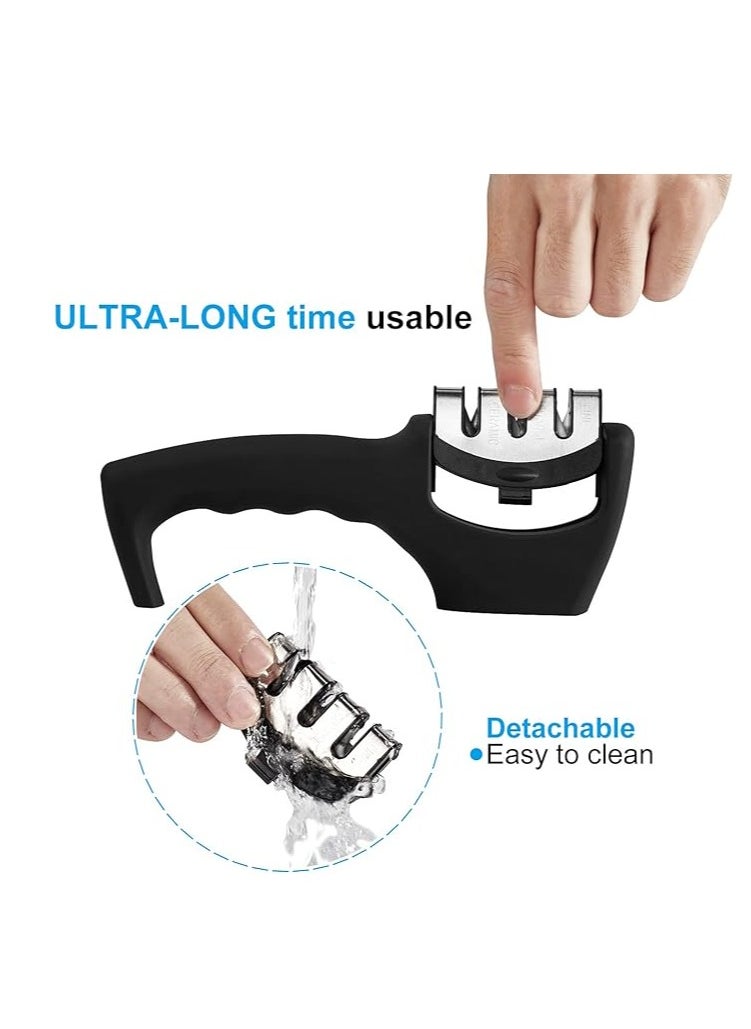 Cool Baby Professional Knife Sharpener 3 Stage Manual Sharpeners for Sharpening Kitchen Knives Ingenious Sharpening Tool with Anti-slip Base and Ergonomic Design For Home Cooking and Chef  - Image 4
