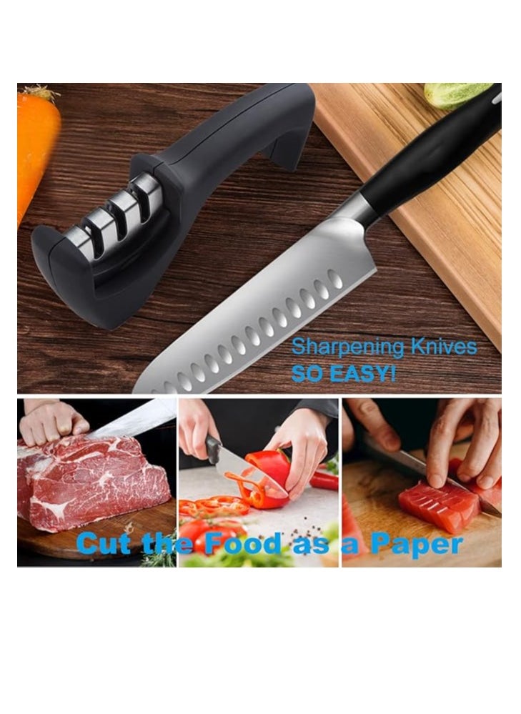 Cool Baby Professional Knife Sharpener 3 Stage Manual Sharpeners for Sharpening Kitchen Knives Ingenious Sharpening Tool with Anti-slip Base and Ergonomic Design For Home Cooking and Chef  - Image 5