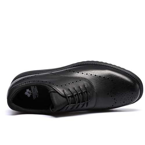 DECARSDZ Mens Dress Casual Oxfords Shoes Lace-up Fashion Shoes Brogue Shoes for Men Black - Image 4