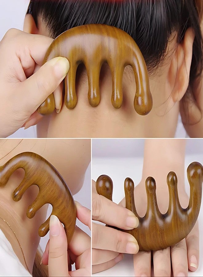 Fegor Natural Wooden Scalp Massage Comb – Wide Tooth Gua Sha Handheld Massager Hair Comb for Gentle Detangling & Meridian Stimulation – Wooden Anti-Static Comb for Hair Care – Pack of 1 - Image 4