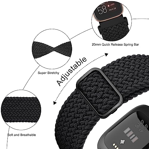 Tobfit Nylon Single Loop Woven Watch Strap Compatible with Fitbit Versa/Versa 2 Smart Watch (Watch Not Included), Removable Sport Belt for Men and Women (Burgundy Red) - Image 3