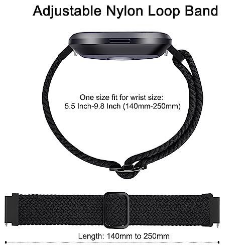Tobfit Nylon Single Loop Woven Watch Strap Compatible with Fitbit Versa/Versa 2 Smart Watch (Watch Not Included), Removable Sport Belt for Men and Women (Burgundy Red) - Image 4